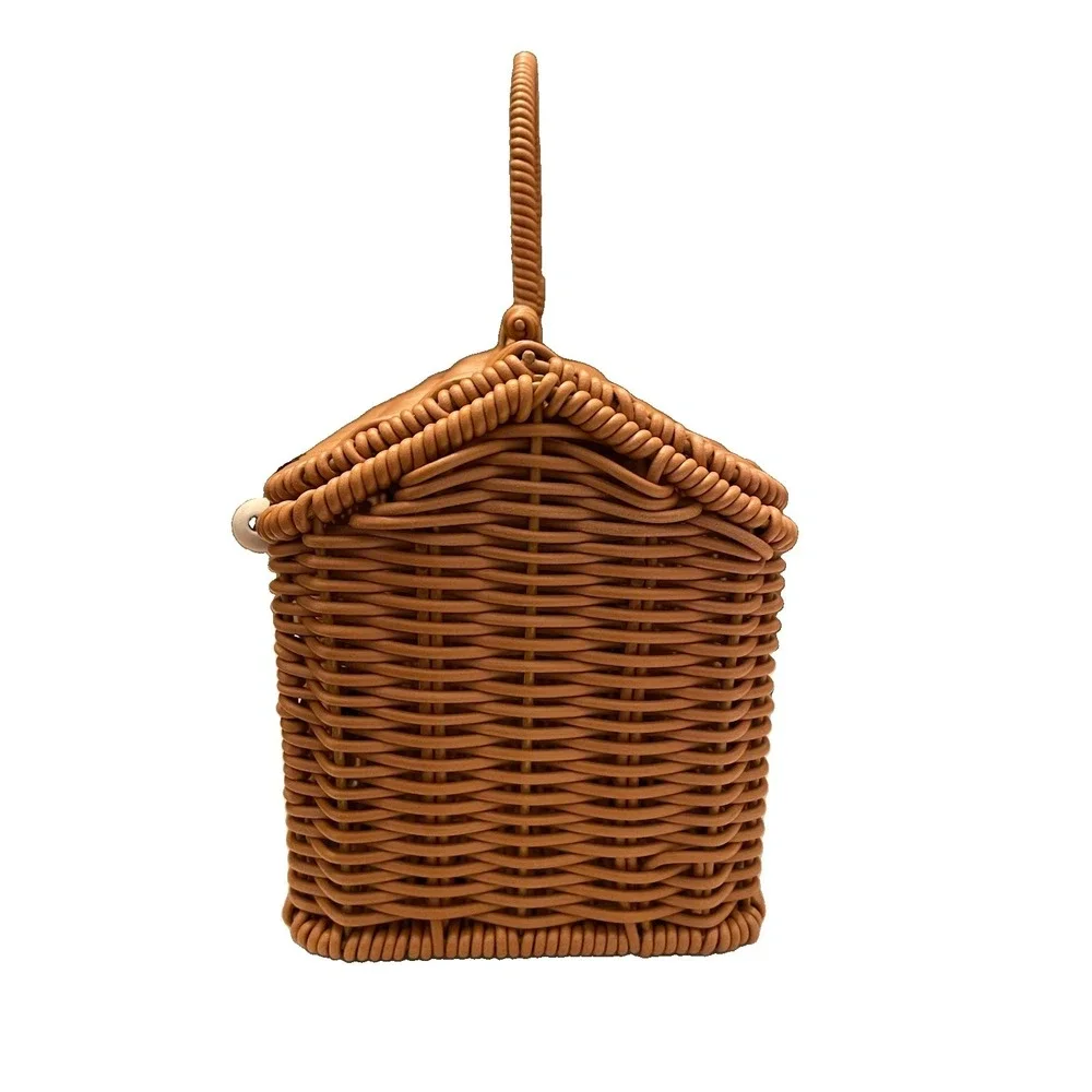 Vintage Style Woven House Purse Cottagecore Basket Bag Fairycore Boho Picnic